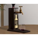 BK Gift Aynalı Altın Kabartma Musluklu Doğal Siyah(Ebony) Ahşap Şarap Standı, Home Bar, İçecek Dispenseri, Ahşap İçecek Çeşmesi-14