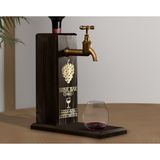 BK Gift Aynalı Altın Kabartma Musluklu Doğal Siyah(Ebony) Ahşap Şarap Standı, Home Bar, İçecek Dispenseri, Ahşap İçecek Çeşmesi-17
