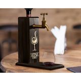 BK Gift Aynalı Altın Kabartma Musluklu Doğal Siyah(Ebony) Ahşap Şarap Standı, Home Bar, İçecek Dispenseri, Ahşap İçecek Çeşmesi-2