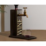 BK Gift Aynalı Altın Kabartma Musluklu Doğal Siyah(Ebony) Ahşap Şarap Standı, Home Bar, İçecek Dispenseri, Ahşap İçecek Çeşmesi-6