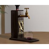 BK Gift Aynalı Altın Kabartma Musluklu Doğal Siyah(Ebony) Ahşap Şarap Standı, Home Bar, İçecek Dispenseri, Ahşap İçecek Çeşmesi-9