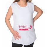 BK Gift Baby Loading Tasarımlı Beyaz Sıfır Kol Hamile Tişört-1, Hamile Giyim, Eşe Hediye