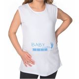 BK Gift Baby Loading Tasarımlı Beyaz Sıfır Kol Hamile Tişört-2, Hamile Giyim, Eşe Hediye