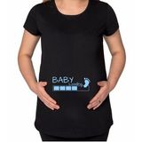 BK Gift Baby Loading Tasarımlı Siyah Hamile Tişört-1