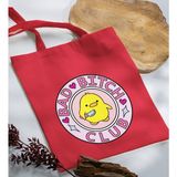 Bk Gift Bad Bitch Club Tasarımlı-1 Kırmızı Kumaş Bez Çanta Baskılı Omuz Çantası