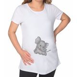 BK Gift Bebek Fil Tasarımlı Beyaz Hamile Tişört-2