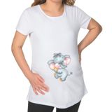 BK Gift Bebek Fil Tasarımlı Beyaz Hamile Tişört-3