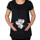 BK Gift Bebek Fil Tasarımlı Siyah Hamile Tişört-3