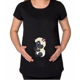 BK Gift Bebek Koyun Tasarımlı Siyah Hamile Tişört-1