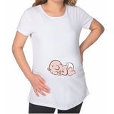 BK Gift Bebek Tasarımlı Beyaz Hamile Tişört-1