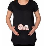 BK Gift Bebek Tasarımlı Siyah Hamile Tişört-1