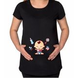 BK Gift Bebek Tasarımlı Siyah Hamile Tişört-2