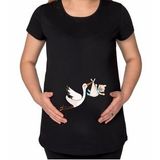 BK Gift Bebek Tasarımlı Siyah Hamile Tişört-3