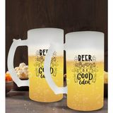 BK Gift Beer Always Is A Good Idea Tasarımlı 2’li Buzlu Cam Bira Bardağı 50cl-1