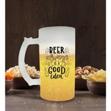 BK Gift Beer Always Is A Good Idea Tasarımlı Buzlu Cam Bira Bardağı 50cl-1