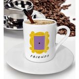 BK Gift Beyaz Friends Monica’s Kapı Çerçevesi Tasarımlı Türk Kahvesi Fincanı