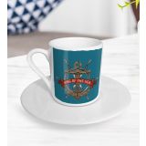 BK Gift Beyaz King Of The Sea Tasarımlı Türk Kahvesi Fincanı