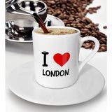 BK Gift Beyaz Love London Tasarımlı Türk Kahvesi Fincanı