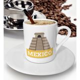 BK Gift Beyaz Mexico Tasarımlı Türk Kahvesi Fincanı