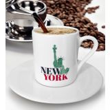 BK Gift Beyaz New York Tasarımlı Türk Kahvesi Fincanı