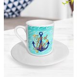 BK Gift Beyaz Sea of Life Tasarımlı Türk Kahvesi Fincanı
