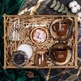 BK Gift Bk Kurumsal Promosyon 10 Adet Türk Kahvesi Seti – Fincan, Cam Cezve, Mum, Çerezlik - Renkli