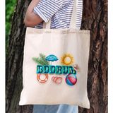 Bk Gift Bodrum Temalı Kanvas Bez Plaj Çantası Baskılı Omuz Çantası, Alışveriş Çantası, Arkadaşa Hediye