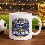 Bk Gift Bosna-Hersek Taraftar Temalı Dünya Futbol Kupası Tasarımlı Beyaz Kupa Bardak-3 - 1 Adet