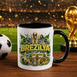 Bk Gift Brezilya Taraftar Temalı Dünya Futbol Kupası Tasarımlı Siyah Kupa Bardak - 1 Adet
