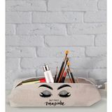 Bk Gift But First Mascara Tasarımlı Keten Bez Kalem Çantası -1