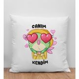 Bk Gift Canım Kendim Tasarımlı Beyaz Kırlent Yastık, Arkadaşa , Doğum Günü