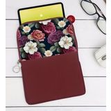 BK Gift Çiçekler Tasarımlı Taşınabilir Koruyucu Tablet Kılıfı & Organizer Çanta - Bordo-2