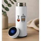 Bk Gift Coffee Tasarımlı Filtreli Dijital Göstergeli Beyaz Çelik Termos-3