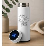 Bk Gift Coffee Tasarımlı Filtreli Dijital Göstergeli Beyaz Çelik Termos-5, Arkadaşa Hediye, Sevgiliye Hediye, Yeni Iş Hediyesi