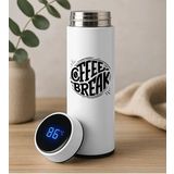 Bk Gift Coffee Tasarımlı Filtreli Dijital Göstergeli Beyaz Çelik Termos-6, Arkadaşa Hediye, Sevgiliye Hediye, Yeni Iş Hediyesi