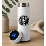Bk Gift Coffee Tasarımlı Filtreli Dijital Göstergeli Beyaz Çelik Termos-6