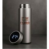 BK Gift Coffee Tasarımlı Filtreli Dijital Göstergeli Gümüş Çelik Termos-1, Arkadaşa Hediye, Sevgiliye Hediye, Yeni İş Hediyesi (Beyaz)