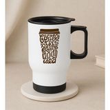 Bk Gift Coffee Tasarımlı Kulplu Beyaz Çelik Bardak Termos Mug 450ML-4, Sevgiliye , Arkadaşa , Eşe