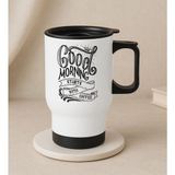 Bk Gift Coffee Tasarımlı Kulplu Beyaz Çelik Bardak Termos Mug 450ML-6, Sevgiliye , Arkadaşa , Eşe