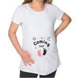 BK Gift Coming Soon Tasarımlı Beyaz Hamile Tişört-3, Hamile Giyim, Eşe Hediye