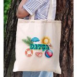 Bk Gift Datça Temalı Kanvas Bez Plaj Çantası Baskılı Omuz Çantası, Alışveriş Çantası, Arkadaşa Hediye