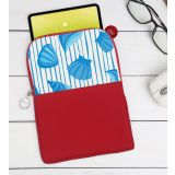 BK Gift Deniz Kabukları Tasarımlı Taşınabilir Koruyucu Tablet Kılıfı & Organizer Çanta - Kırmızı-2