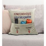 Bk Gift Eğlenceli Tasarımlı Organizer Kumanda ve Atıştırmalık Cepli Krem Kırlent Yastık- 10, Ev Dekoru, - 43 x 43 cm - Renkli