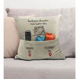 Bk Gift Eğlenceli Tasarımlı Organizer Kumanda ve Atıştırmalık Cepli Krem Kırlent Yastık- 4, Ev Dekoru, - 43 x 43 cm - Renkli