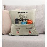 Bk Gift Eğlenceli Tasarımlı Organizer Kumanda ve Atıştırmalık Cepli Krem Kırlent Yastık- 5, Ev Dekoru, - 43 x 43 cm - Renkli
