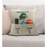 Bk Gift Eğlenceli Tasarımlı Organizer Kumanda ve Atıştırmalık Cepli Krem Kırlent Yastık- 6, Ev Dekoru, - 43 x 43 cm - Renkli