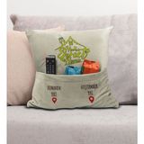 Bk Gift Eğlenceli Tasarımlı Organizer Kumanda ve Atıştırmalık Cepli Krem Kırlent Yastık- 8, Ev Dekoru, - 43 x 43 cm - Renkli