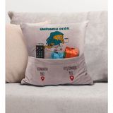 Bk Gift Eğlenceli Tasarımlı Organizer Kumanda ve Atıştırmalık Cepli Pembe Kırlent Yastık- 6, Ev Dekoru, - 43 x 43 cm - Renkli
