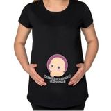BK Gift Esprili Tasarım Siyah Hamile Tişört-1, Hamile Giyim, Eşe Hediye