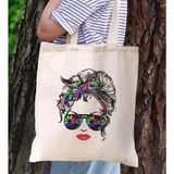 Bk Gift Fashion Face Bez Çanta, Baskılı Omuz Çantası, Alışveriş Çantası, Arkadaşa Hediye